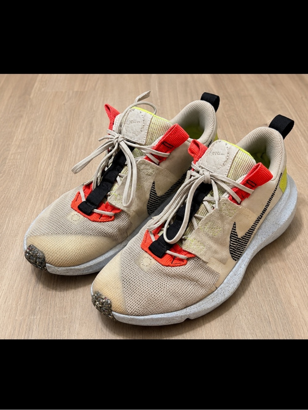Pre-owned Nike Crater Impact GS sneakers in Light Bone/Stone/Volt/Black, size 7Y